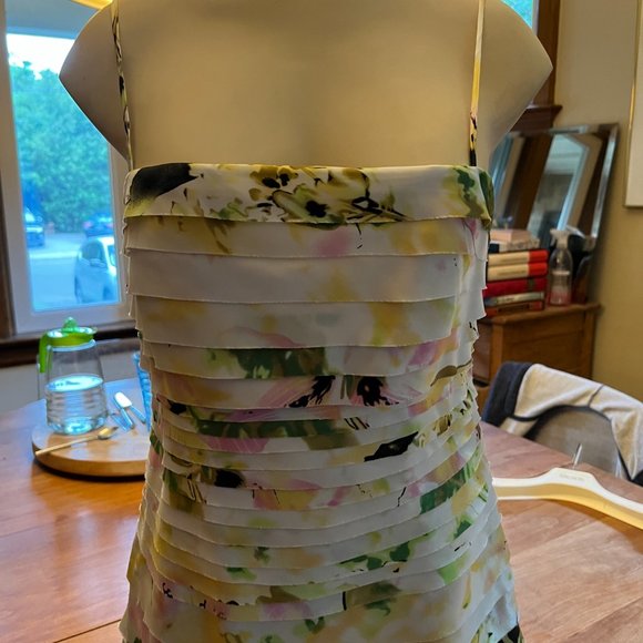 JS Collections Petite Size 6 Floral Cocktail dress with spaghetti straps & scarf - Picture 2 of 15